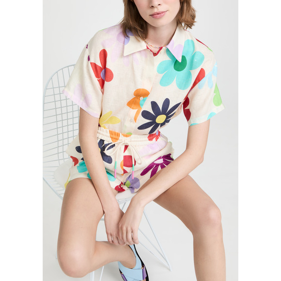 Mira Mikati Printed Short Sleeved Shirt Size L - Picture 1 of 5